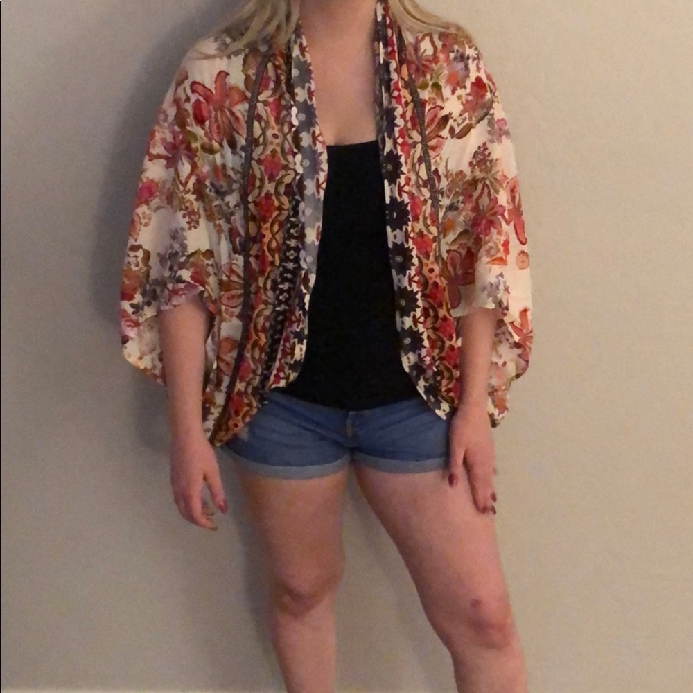 Multi color floral cardigan
